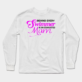 'Exhausted Mom' Hilarous Swimming Gift Long Sleeve T-Shirt